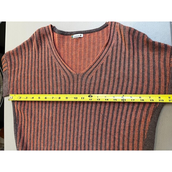 Smartwool Size Medium Shadow Pine V-Neck Rib Pullover Sweater Copper & Gray Wool - Picture 10 of 11